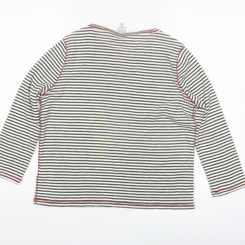 Seen Worn Kept Women's White Striped Long Sleeve Cotton T-Shirt UK 10