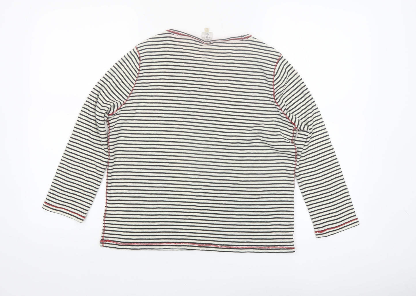 Seen Worn Kept Women's White Striped Long Sleeve Cotton T-Shirt UK 10