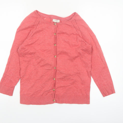 Fat Face Women’s Pink Cotton Button Cardigan Size 10