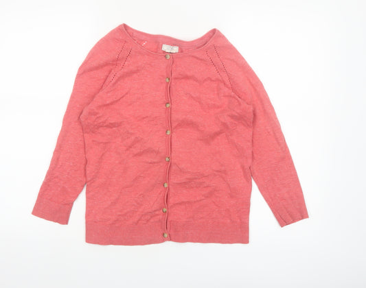 Fat Face Women’s Pink Cotton Button Cardigan Size 10
