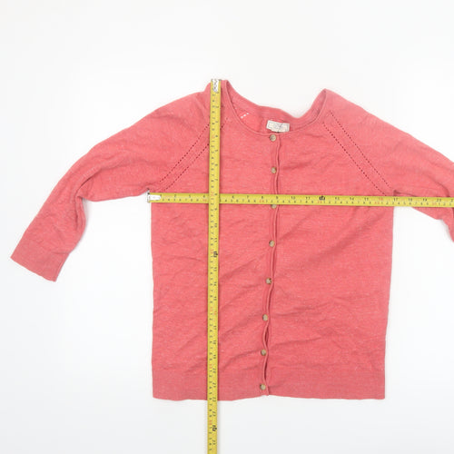 Fat Face Women’s Pink Cotton Button Cardigan Size 10