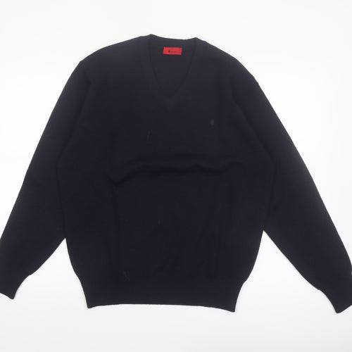 Gabicci Men's Black Wool Blend V-Neck Pullover Jumper L