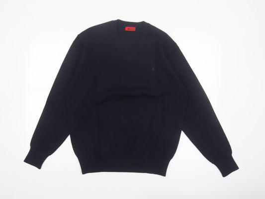 Gabicci Men's Black Wool Blend V-Neck Pullover Jumper L