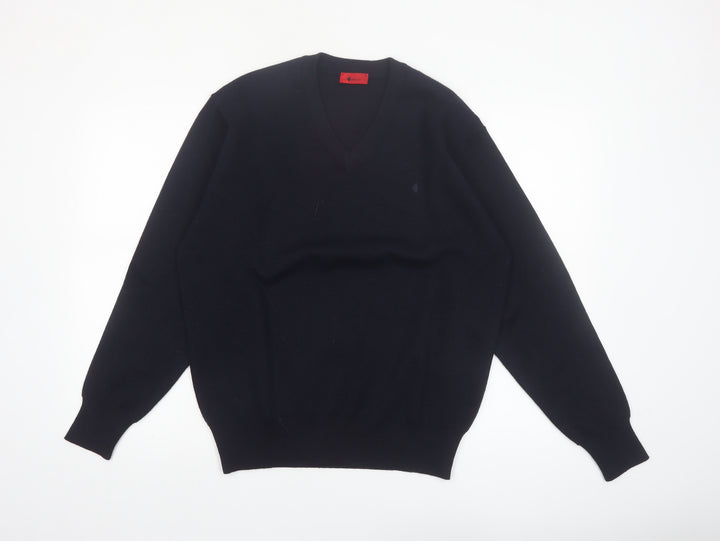 Gabicci Men's Black Wool Blend V-Neck Pullover Jumper L