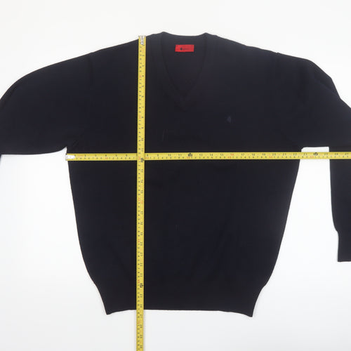 Gabicci Men's Black Wool Blend V-Neck Pullover Jumper L