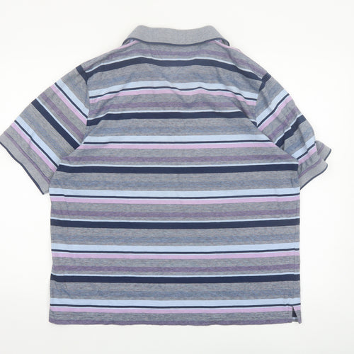 Lincoln Men's Multicoloured Striped Cotton Polo Shirt XL