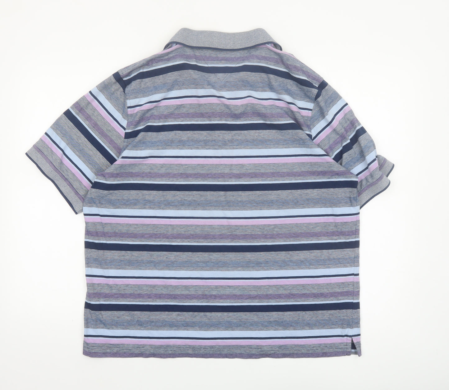 Lincoln Men's Multicoloured Striped Cotton Polo Shirt XL