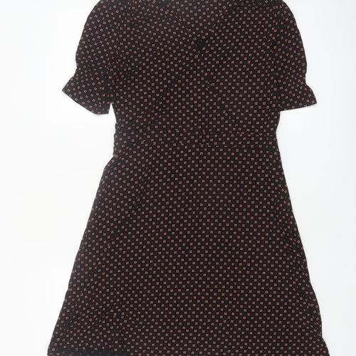 Next Women Black Geometric A-Line Knee Length Dress Size 12