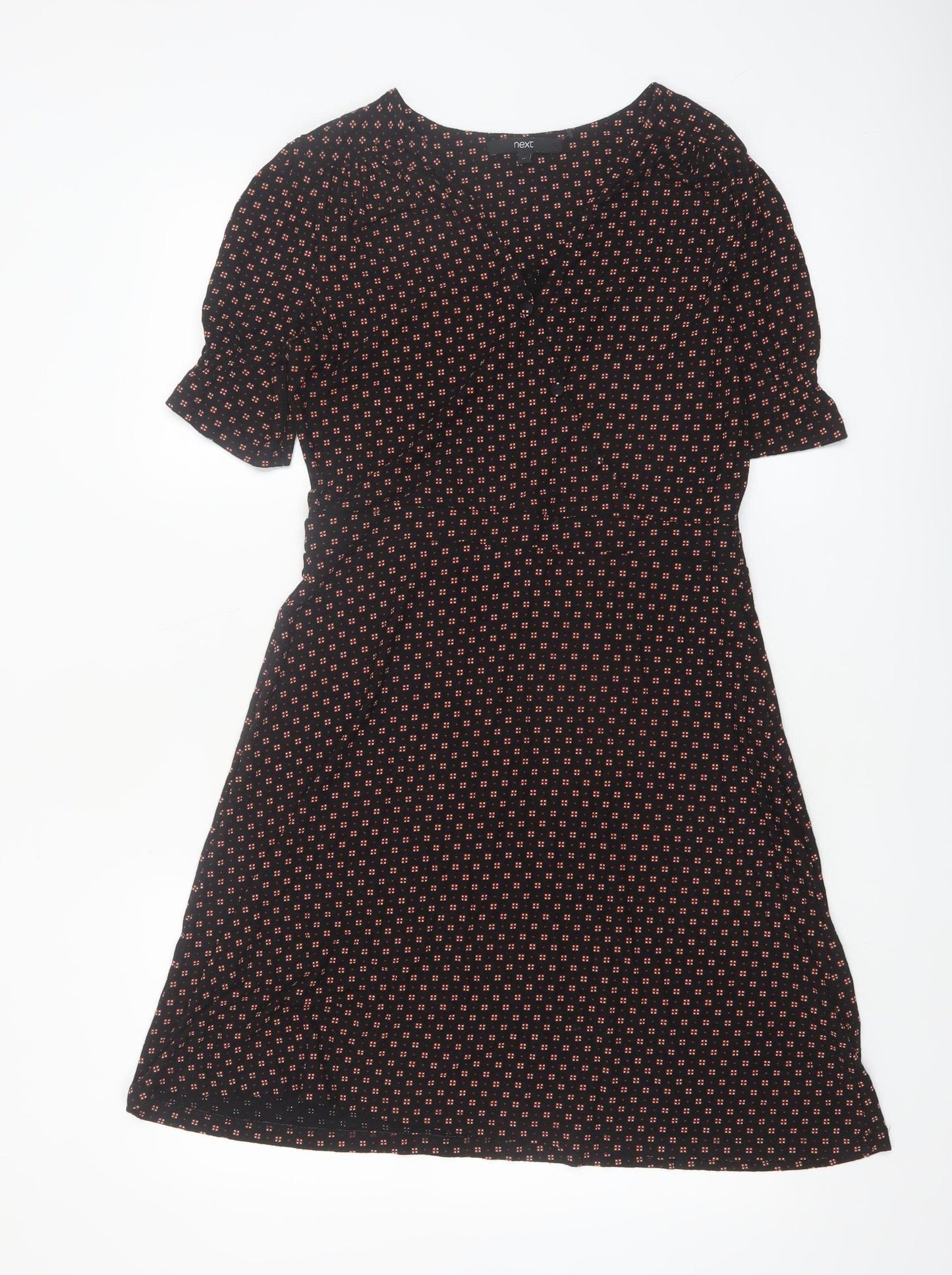 Next Women Black Geometric A-Line Knee Length Dress Size 12