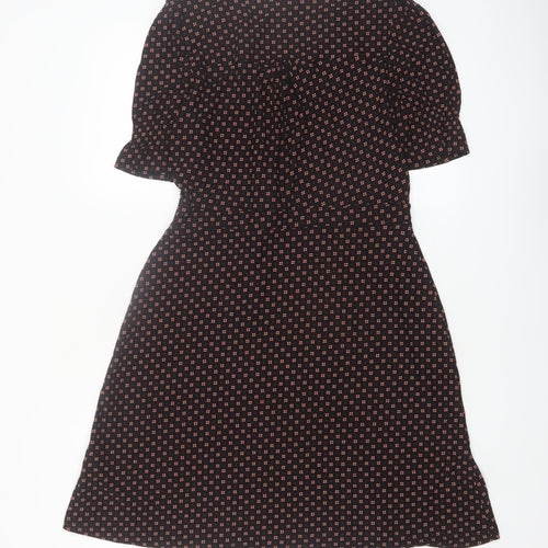 Next Women Black Geometric A-Line Knee Length Dress Size 12