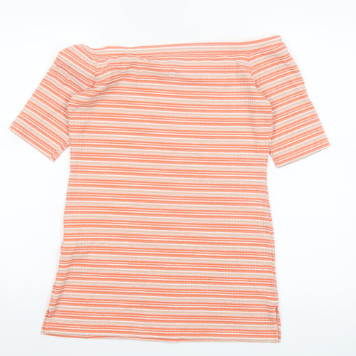 Next Women's Orange Striped Off Shoulder Short Sleeve Top Size 12