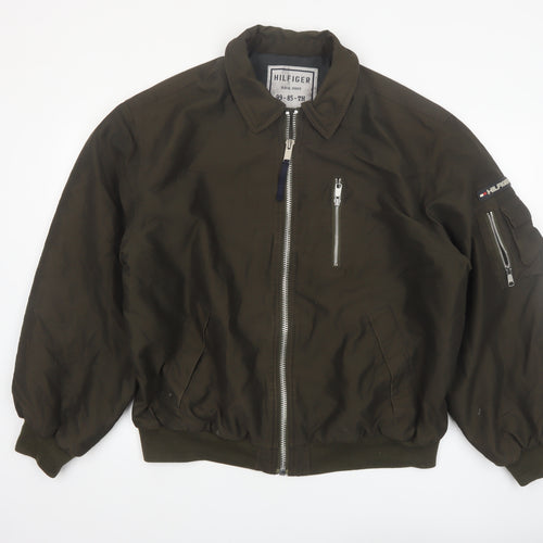Tommy Hilfiger Men's Green Bomber Jacket XL Military Style