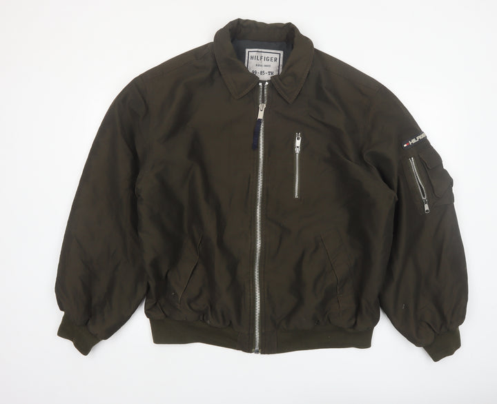 Tommy Hilfiger Men's Green Bomber Jacket XL Military Style