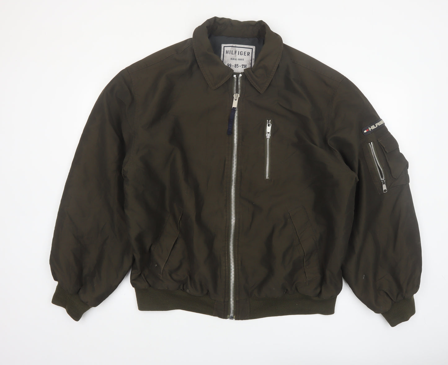 Tommy Hilfiger Men's Green Bomber Jacket XL Military Style