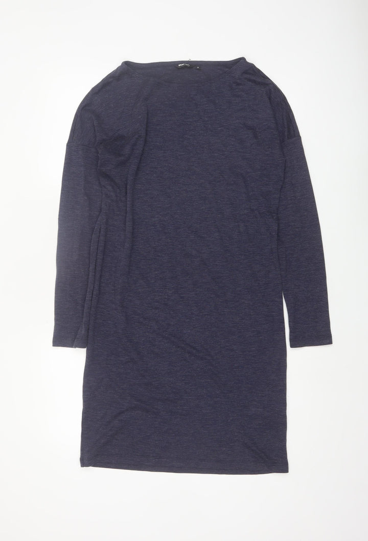 Rohan Women Blue Size 8 Shift Knit Long Sleeve Knee Dress