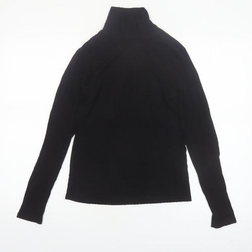 Tif Tiffy Women's Black Roll Neck Long Sleeve Slim Fit Top Size L