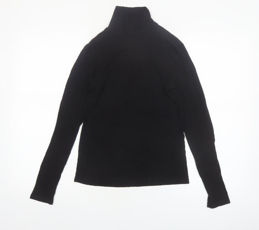 Tif Tiffy Women's Black Roll Neck Long Sleeve Slim Fit Top Size L