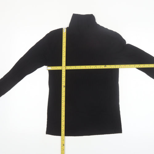 Tif Tiffy Women's Black Roll Neck Long Sleeve Slim Fit Top Size L