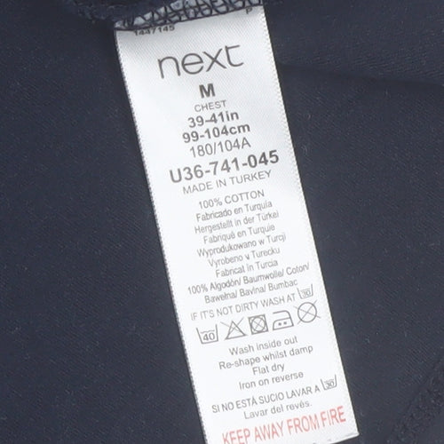 Next Men's Blue Retro Zip Cotton Polo Shirt Size M