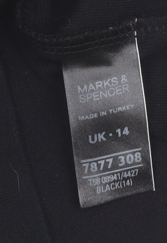 Marks and Spencer Women’s Black Cotton Beaded V-Neck 3/4 Sleeve Blouse UK 14