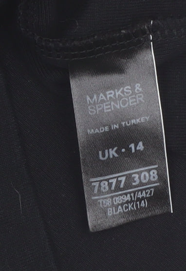 Marks and Spencer Women’s Black Cotton Beaded V-Neck 3/4 Sleeve Blouse UK 14