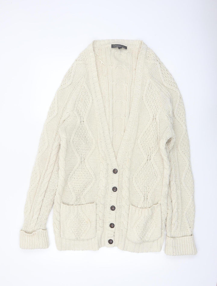 Topshop Tall Women’s Ivory Chunky-Knit Cardigan Size 12