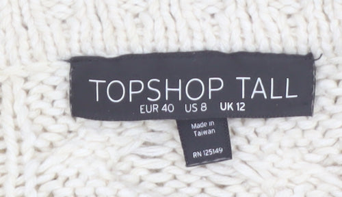 Topshop Tall Women’s Ivory Chunky-Knit Cardigan Size 12