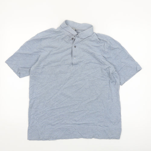 COS Men’s Grey Cotton Polo Shirt Size M Short Sleeve