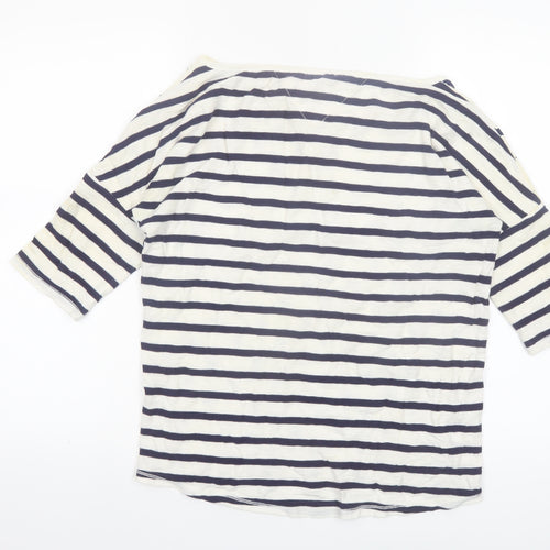 Hilfiger Denim Women's White Navy Star Stripe 3/4 Sleeve Cotton T-Shirt S
