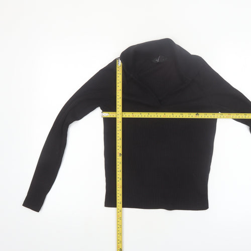 New Look Women's Black Collared Long Sleeve Knit Top Size 12