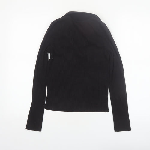 New Look Women's Black Collared Long Sleeve Knit Top Size 12