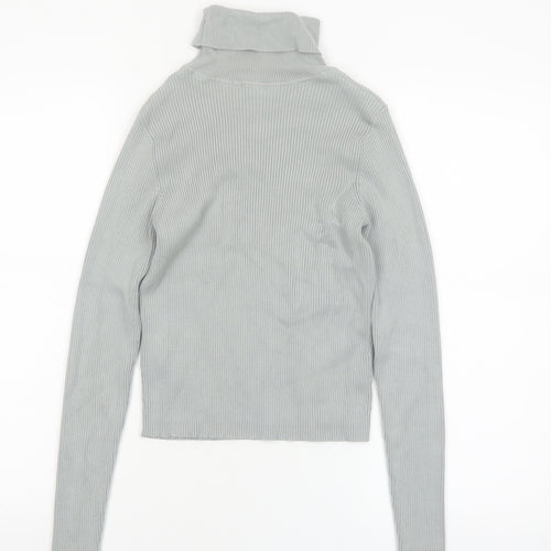 Pimkie Women's Grey Roll Neck Ribbed Jumper Size 12