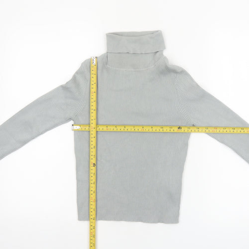 Pimkie Women's Grey Roll Neck Ribbed Jumper Size 12