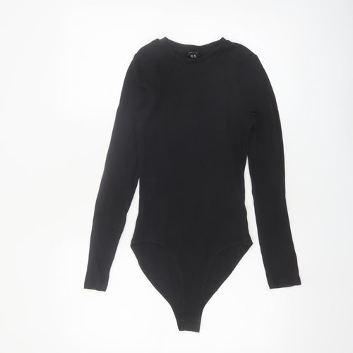 New Look Women's Black Cotton Long Sleeve Bodysuit Size 10