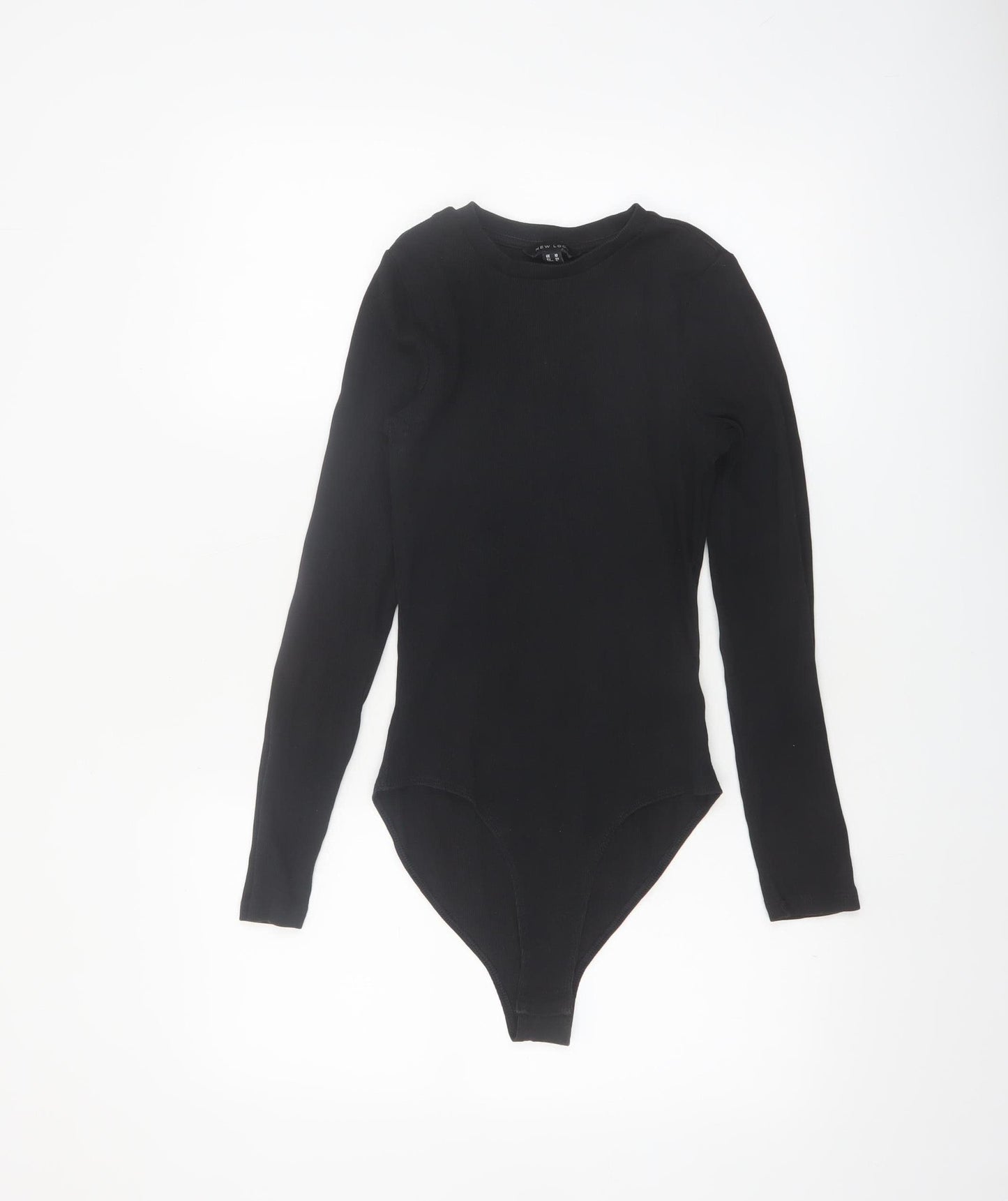 New Look Women's Black Cotton Long Sleeve Bodysuit Size 10