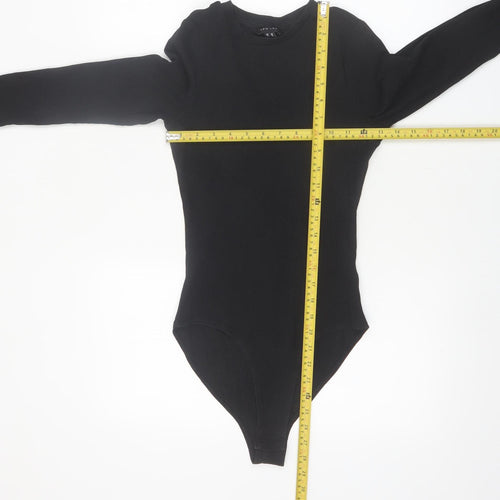 New Look Women's Black Cotton Long Sleeve Bodysuit Size 10
