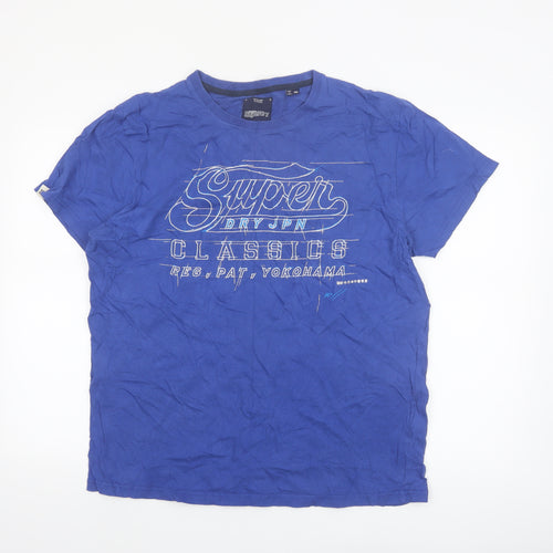 Superdry Men's Blue Graphic Print 2XL Classic Crew Neck T-Shirt