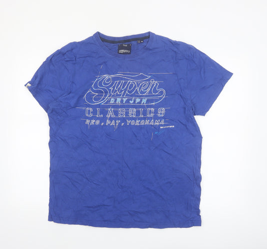 Superdry Men's Blue Graphic Print 2XL Classic Crew Neck T-Shirt