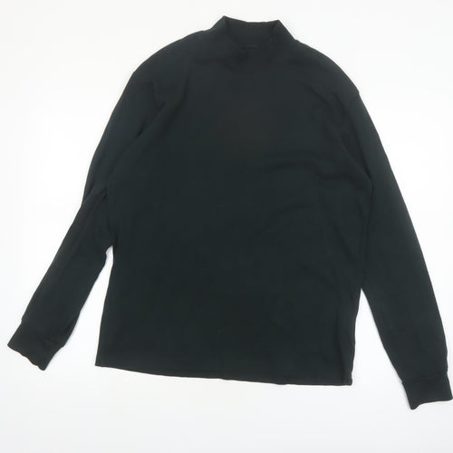 Uniqlo Men Black M Mock Neck Long Sleeve Cotton Top