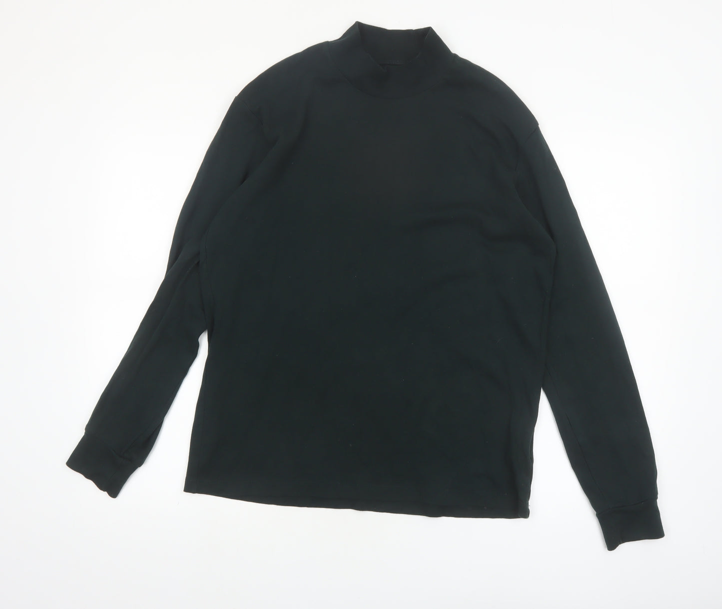 Uniqlo Men Black M Mock Neck Long Sleeve Cotton Top