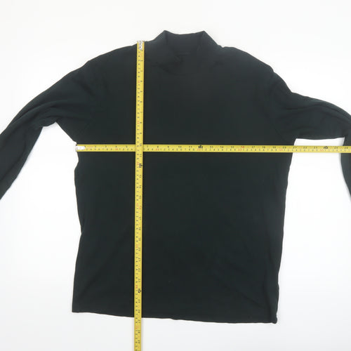 Uniqlo Men Black M Mock Neck Long Sleeve Cotton Top
