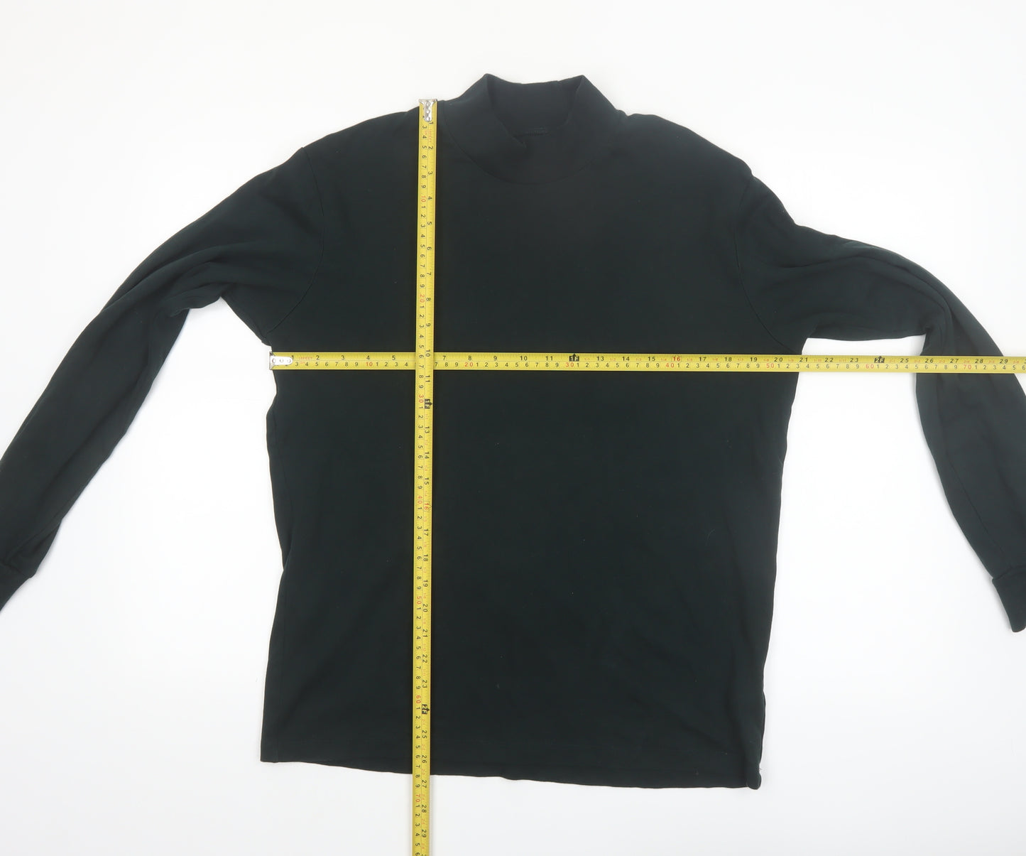 Uniqlo Men Black M Mock Neck Long Sleeve Cotton Top
