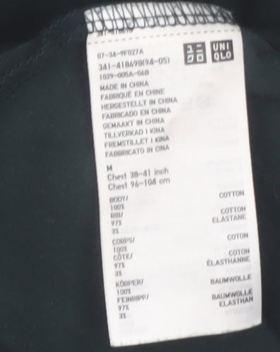 Uniqlo Men Black M Mock Neck Long Sleeve Cotton Top