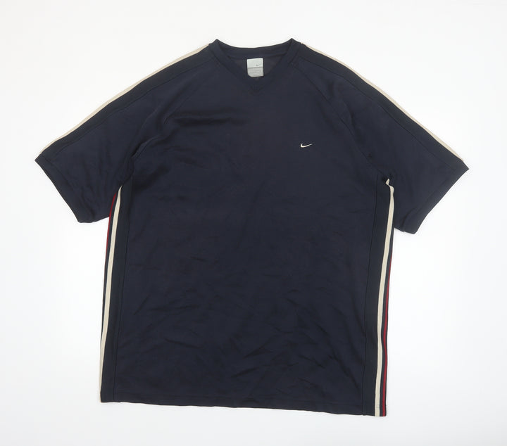 Nike Men's Blue XL V-Neck Sports T-Shirt Lightweight