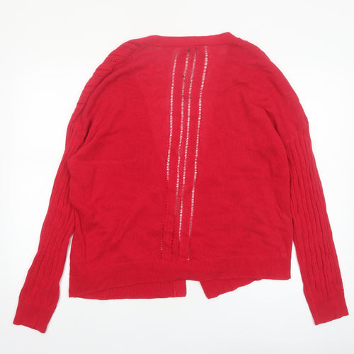 Next Women’s Red Cotton Open-Knit Long Sleeve Cardigan Size 18