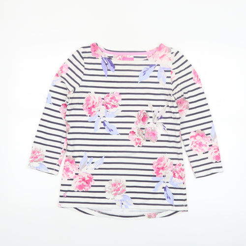 Joules Women’s Multicoloured Floral Stripe 3/4 Sleeve Cotton Tunic Top Size 8