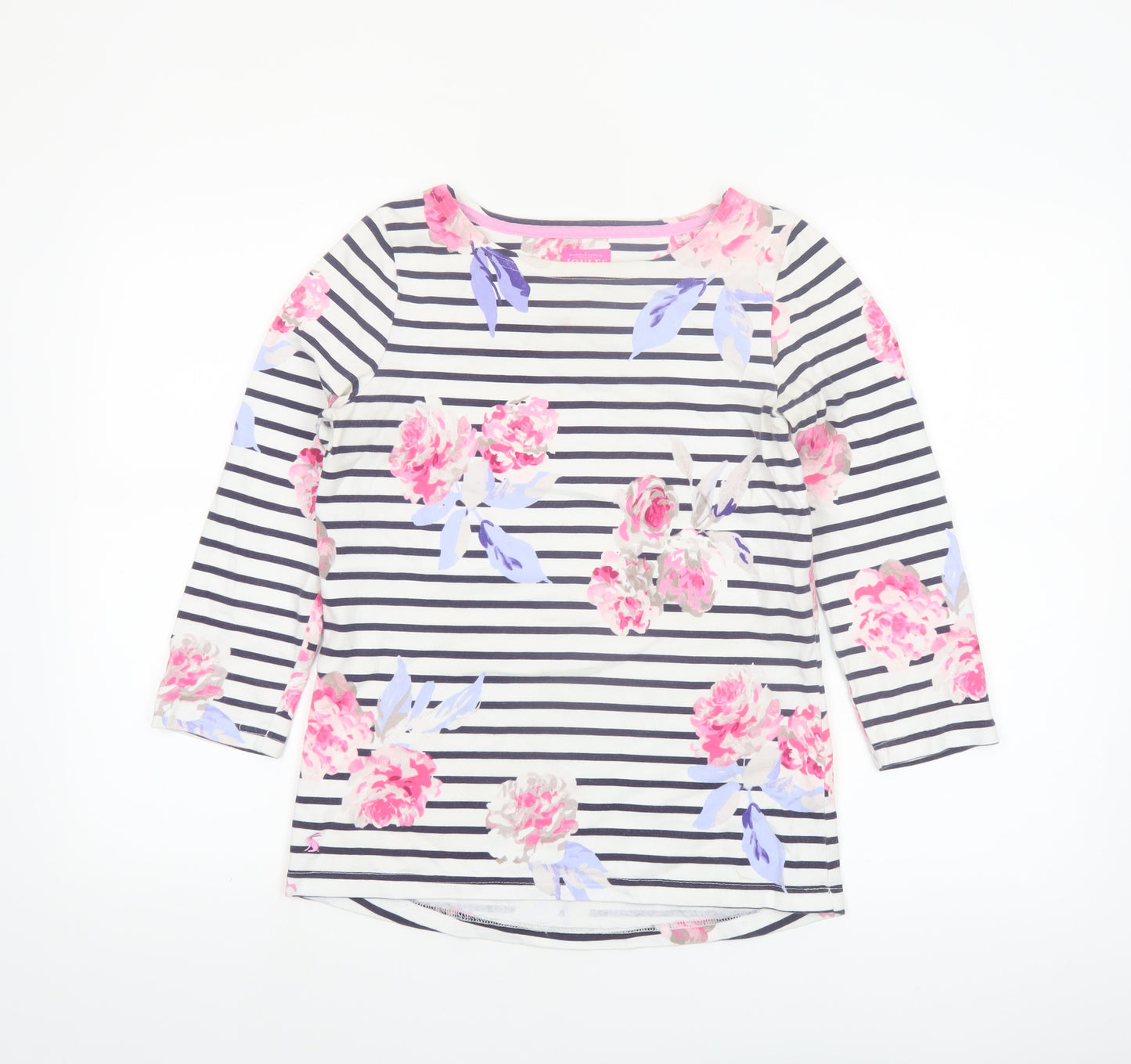 Joules Women’s Multicoloured Floral Stripe 3/4 Sleeve Cotton Tunic Top Size 8