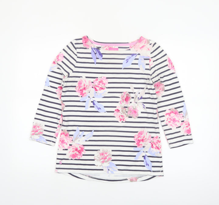 Joules Women’s Multicoloured Floral Stripe 3/4 Sleeve Cotton Tunic Top Size 8