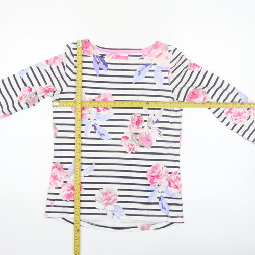 Joules Women’s Multicoloured Floral Stripe 3/4 Sleeve Cotton Tunic Top Size 8