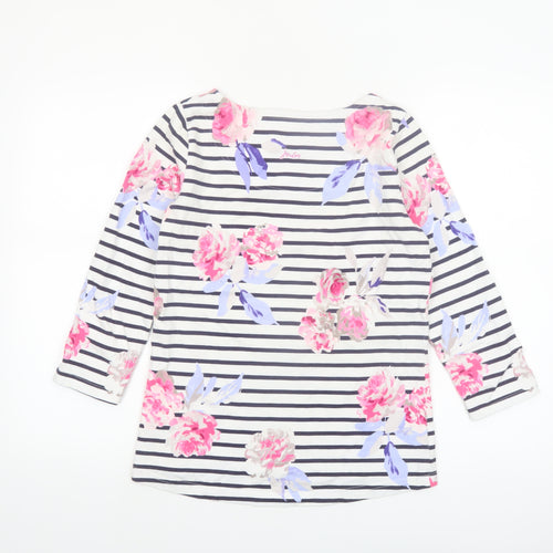 Joules Women’s Multicoloured Floral Stripe 3/4 Sleeve Cotton Tunic Top Size 8